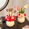 Cute Mushroom Ceramic Pen Container Series Suitable Makeup Brush Holder Office Supplies Desktop Creative Decoration