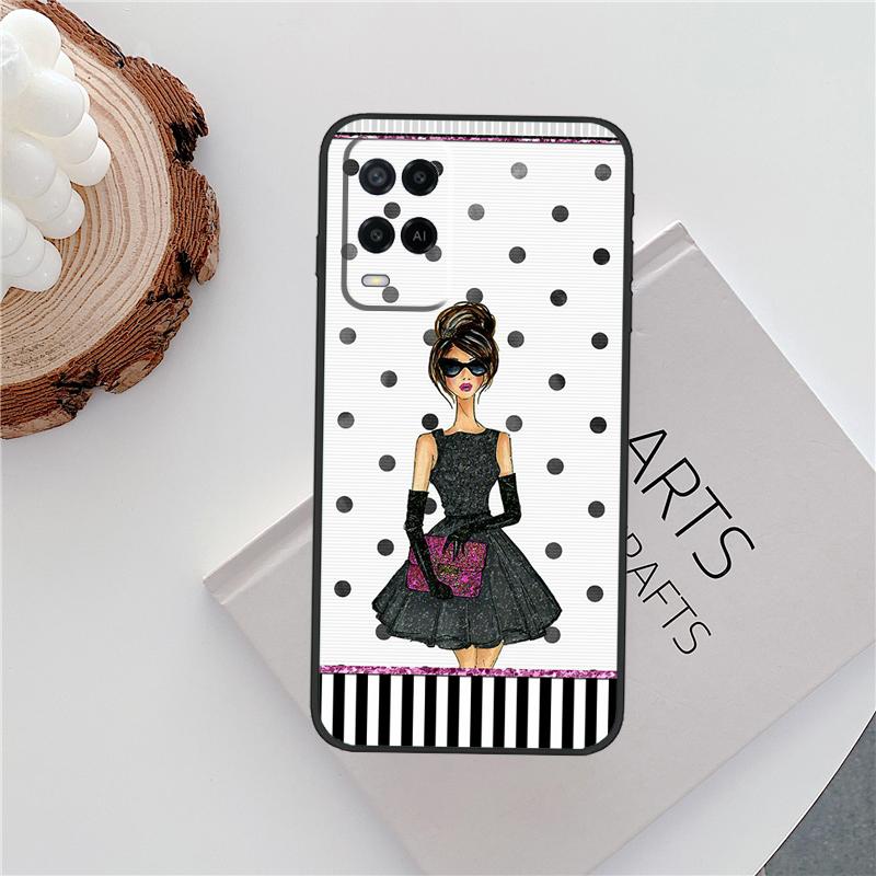 Fashion Girl Case For Oppo A18 A38 A58 A78 A98 A79 A40 A60 A80 A16 A76 A96 A15 A74 A94 A54 A77 A17 Cover