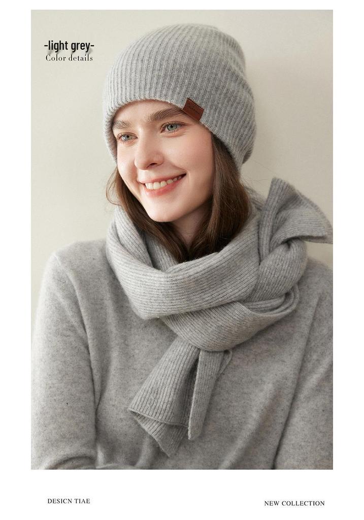 Women's 100% Pure Cashmere Knitted Hat – Fashionable, Versatile, and Warm