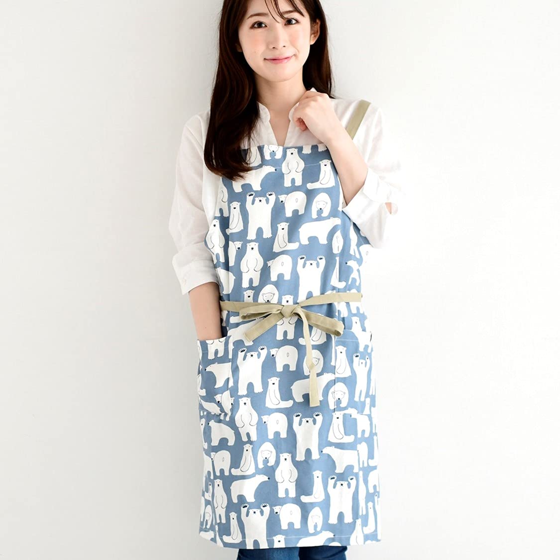 Rep Apron for Women Adjustable Adult Abitual 925 Connie Blue - Stylish, 100% Cotton, Lightweight, Length, Pockets, Gift,