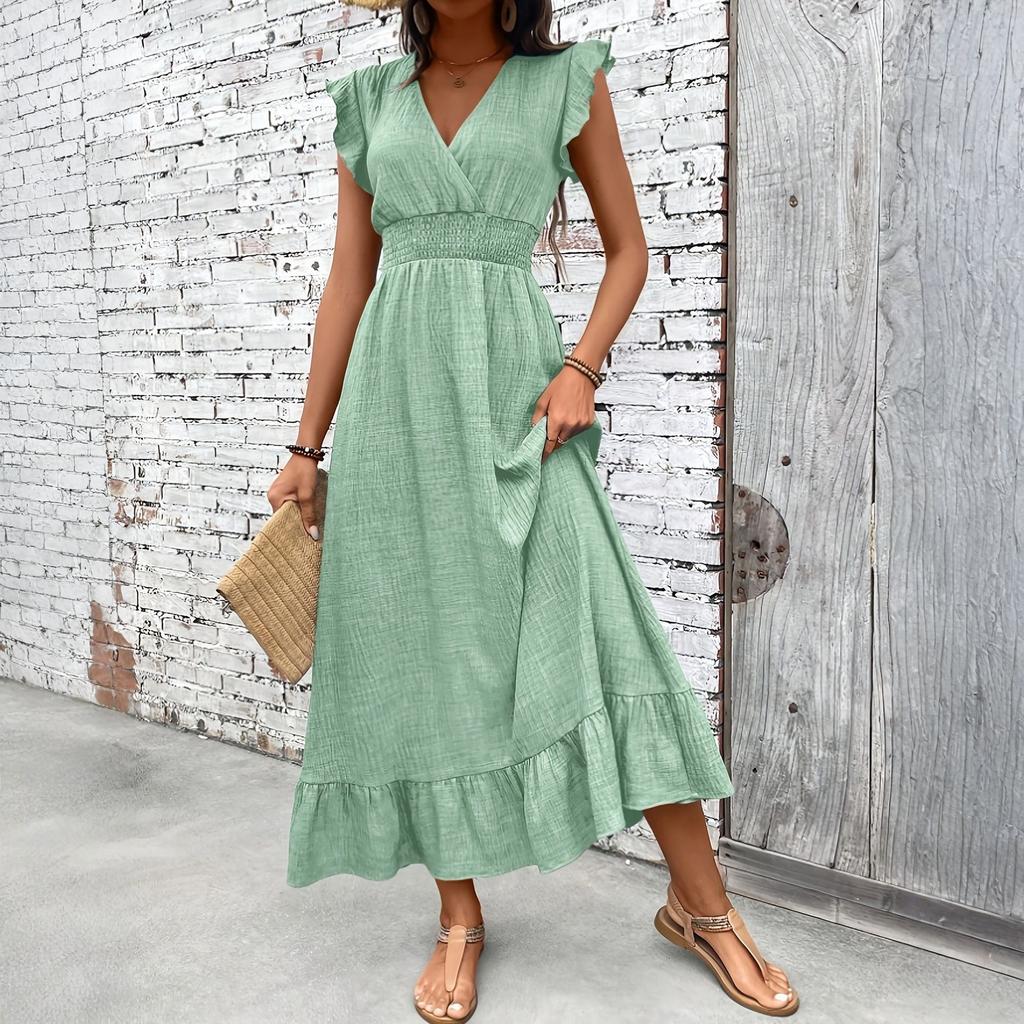 Women's Loose-fitting Casual V-neck Beach Fitted Dress