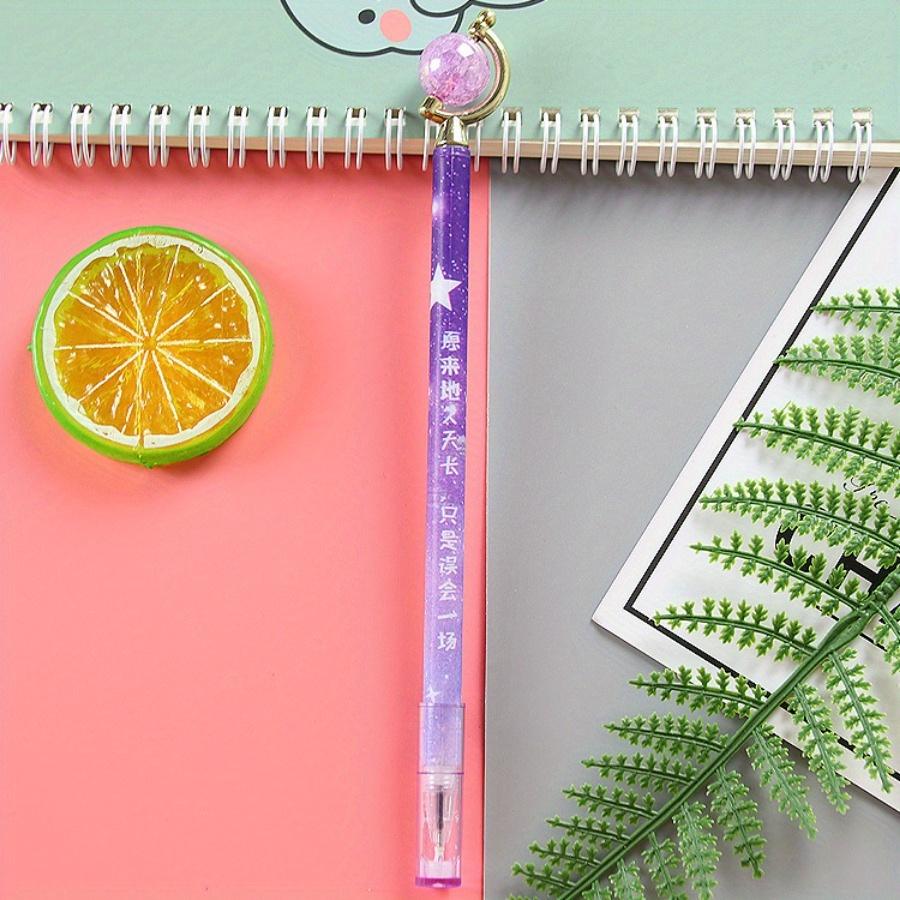 Back to school season 1Pc 0.5mm creative crystal globe gel pen cap removal fun text flower film styling pen cute stationery water-based pen