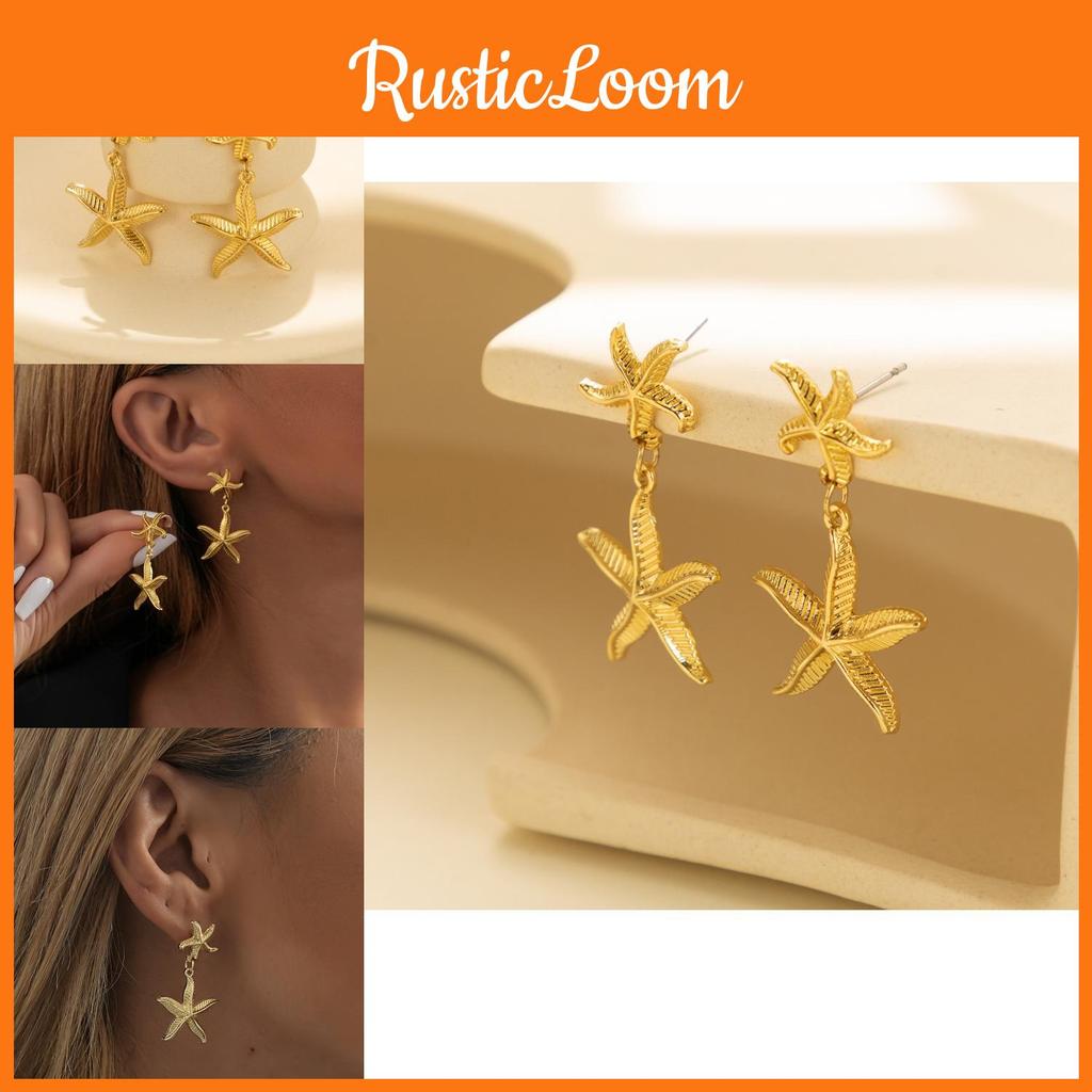 Gold Trendy Plated Starfish Earrings Stylish Gold Alloy Star Shape Earrings For Women Autumn For
