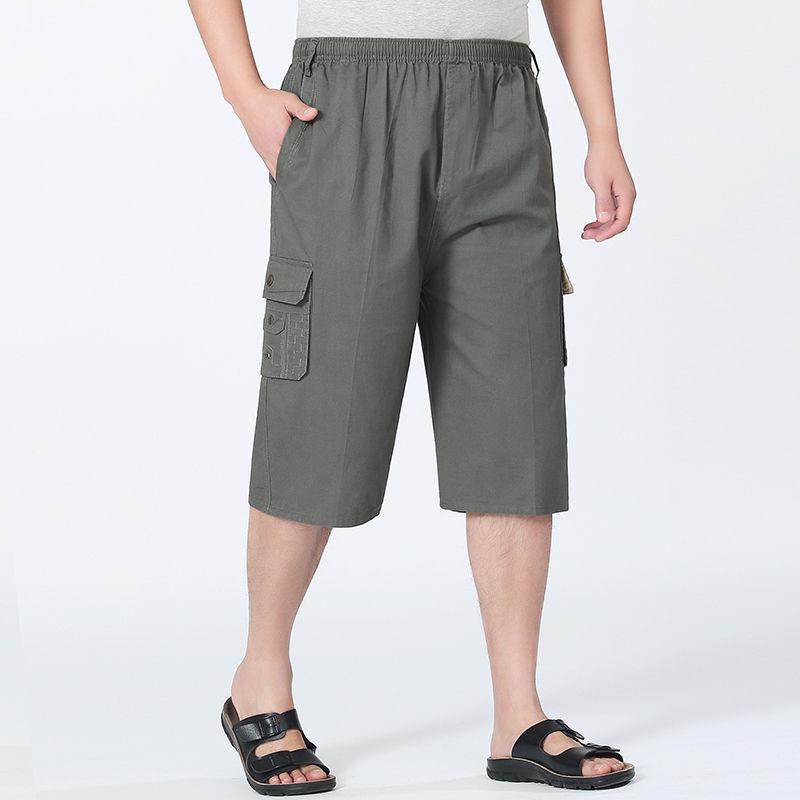 Men's Summer Casual Mid-Length Loose Fit Shorts for Middle-Aged and Elderly