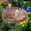 Retro Bird Bath for Outside Metal 5-Prong Stake Base with Bowl Decorative Birdbath Detachable Bird Feeder for Backyard Patio Decor