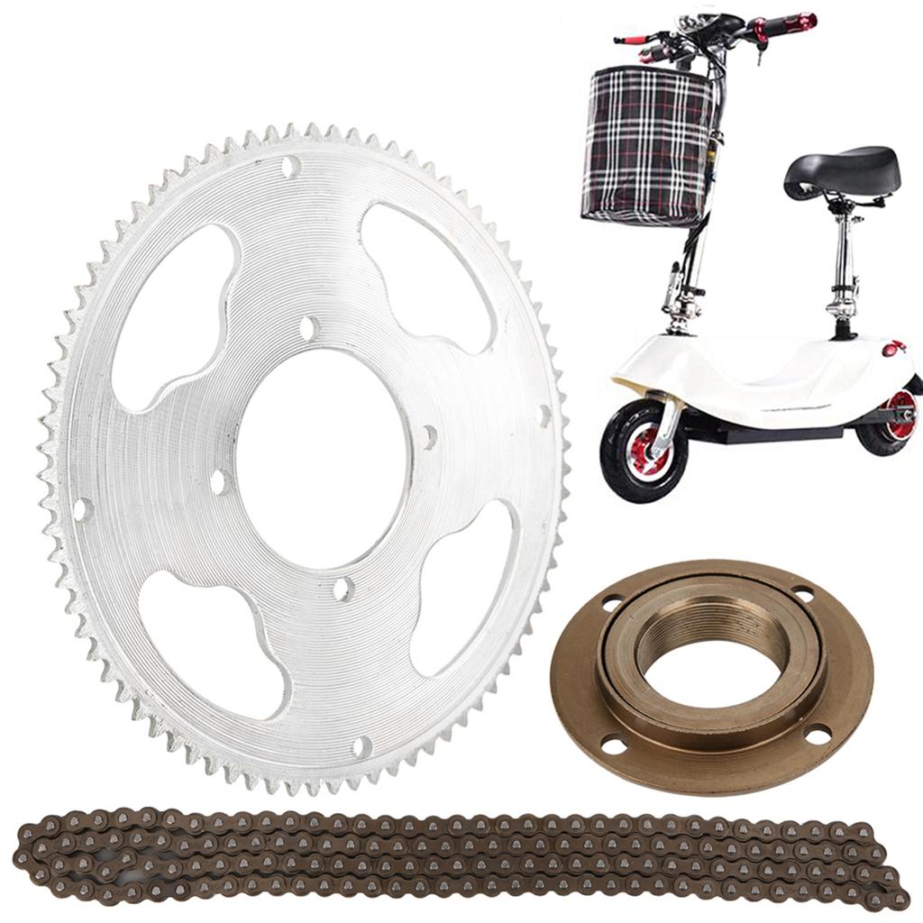 25H Kettensatz Vierloch-Kurbelgarnitur Getriebeloses Freilaufzahnrad 146-Glieder-Kette für Elektroroller