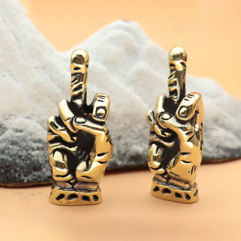 Copper Hand With Erect Middle Finger Up Statue Punk Style Vintage Brass Hand Miniature Ornaments Home Office Desk Decoration