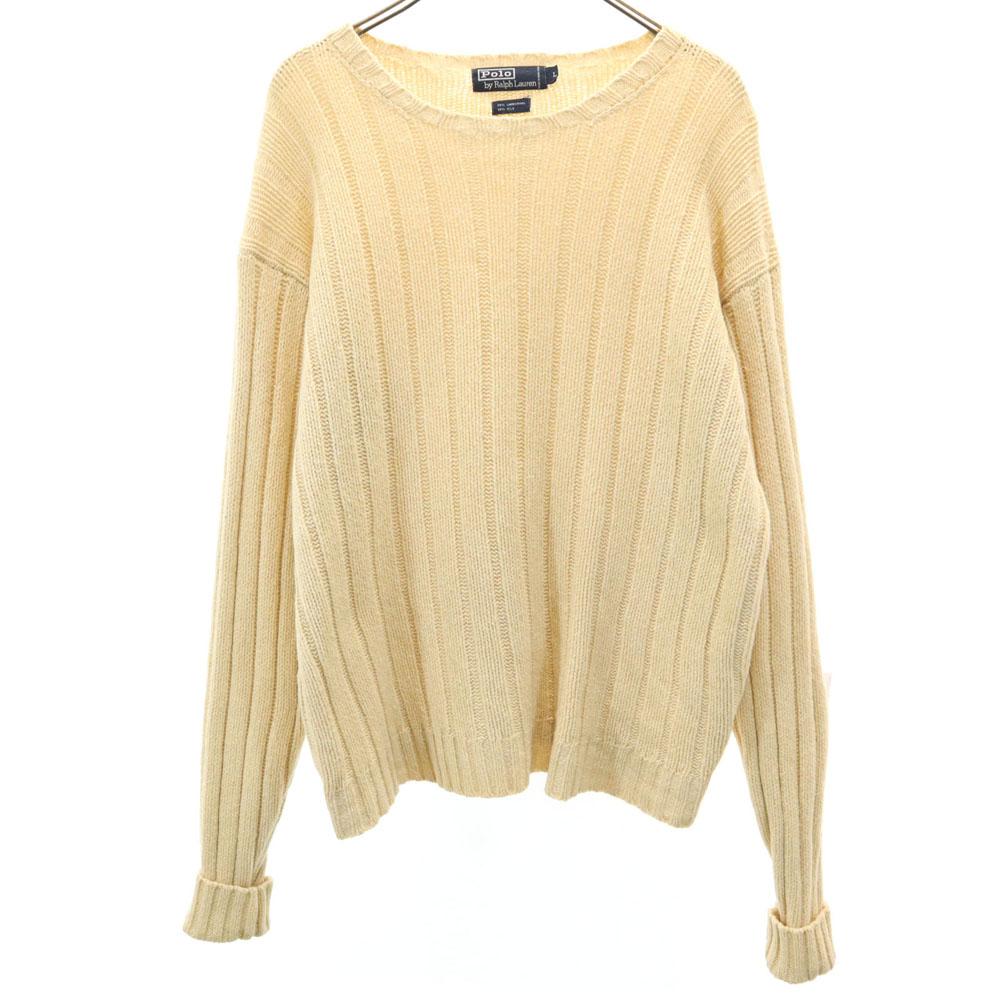 Polo by Ralph Lauren 90s Old Long Sleeve Sweater L Beige Knit Men's Used