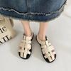 Roman Sandals Female 2024 Summer Retro Flat Bottom Baotou Casual Shoes Hollow Woven Low Heel Sandales Zapatos Para Mujeres