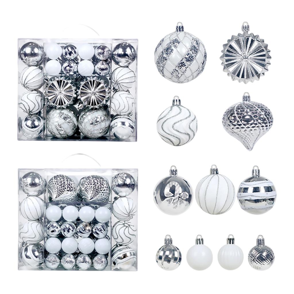 48PC Flocked Velvet Christmas Tree Ball Ornaments Set