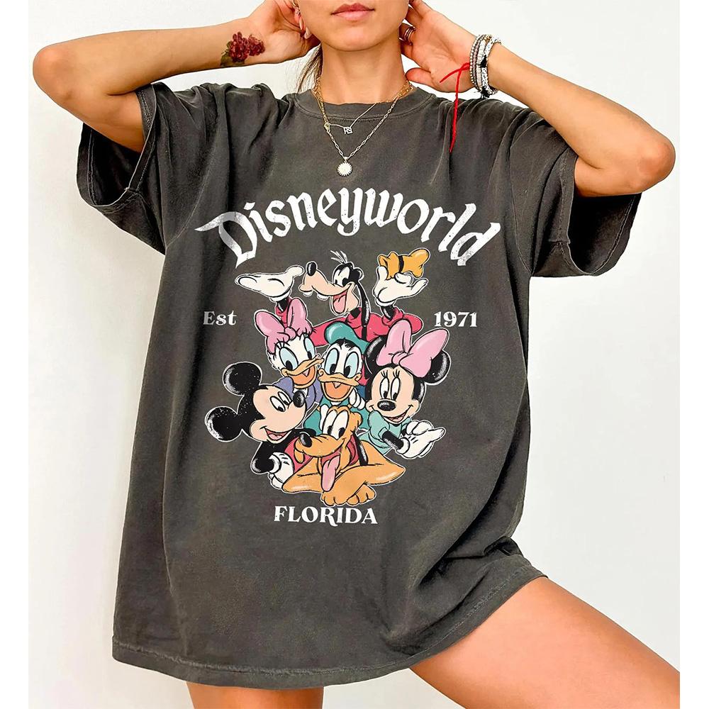 

Vintage Disney 70th Anniversary Shirt Disney World 1971 Founding Shirt Womens Summer Thin Breathable Y2K TShirt S