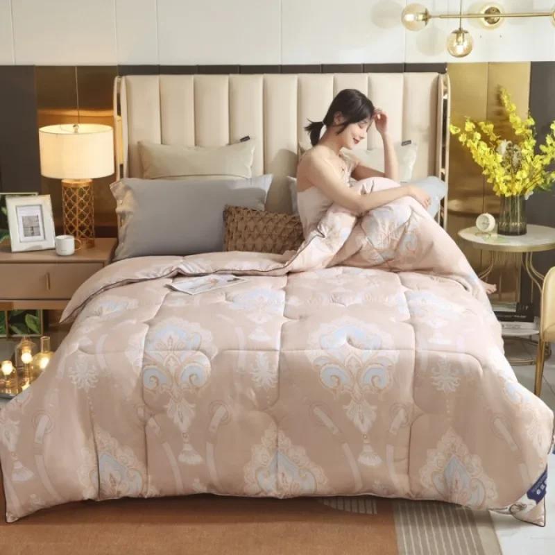 2025 cotton printed silk quilt mulberry silk spring and autumn quilt thickened winter quilt universal in all seasons