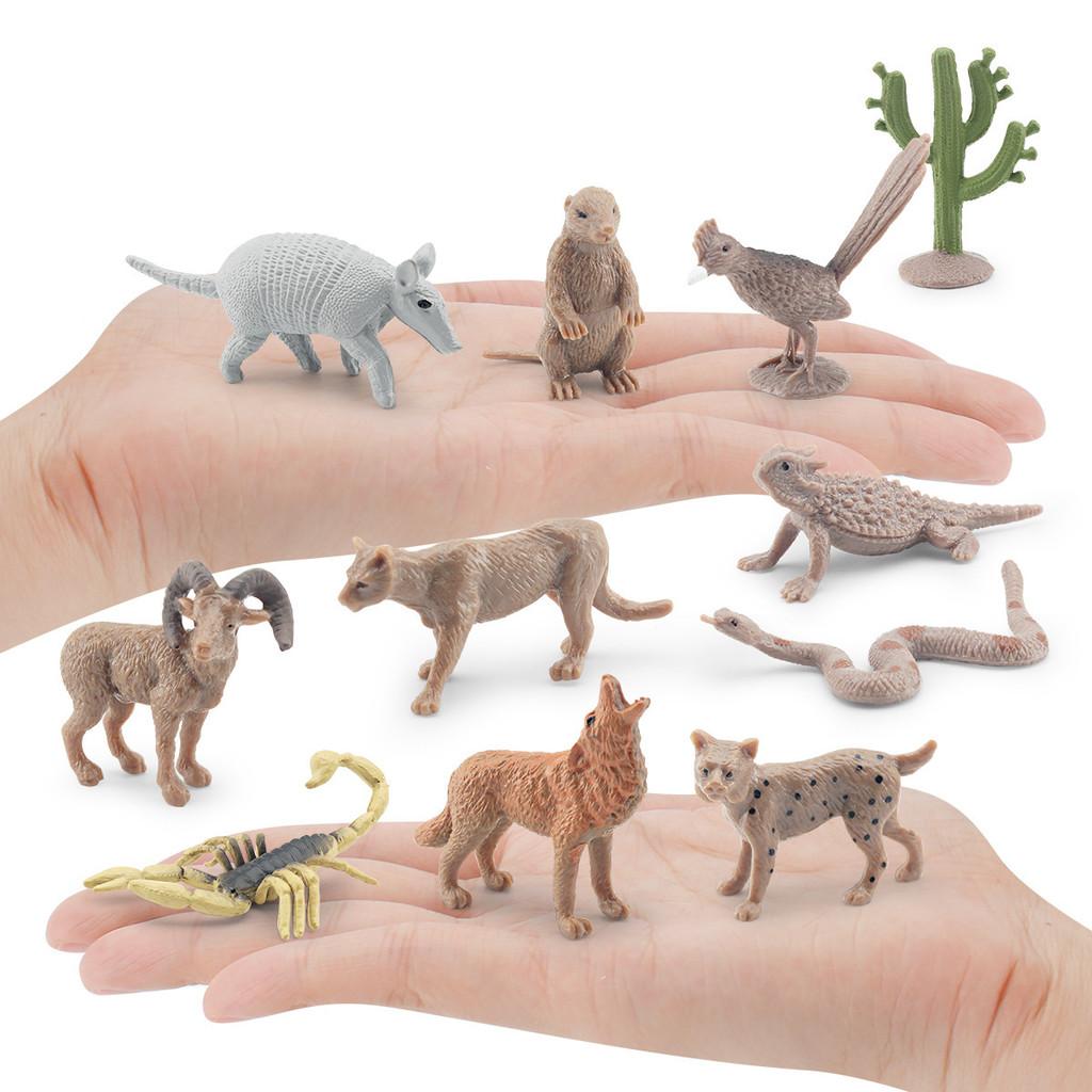 Realistic 11 Piece Desert Animal Model Set Including Rattlesnake Cactus And More
