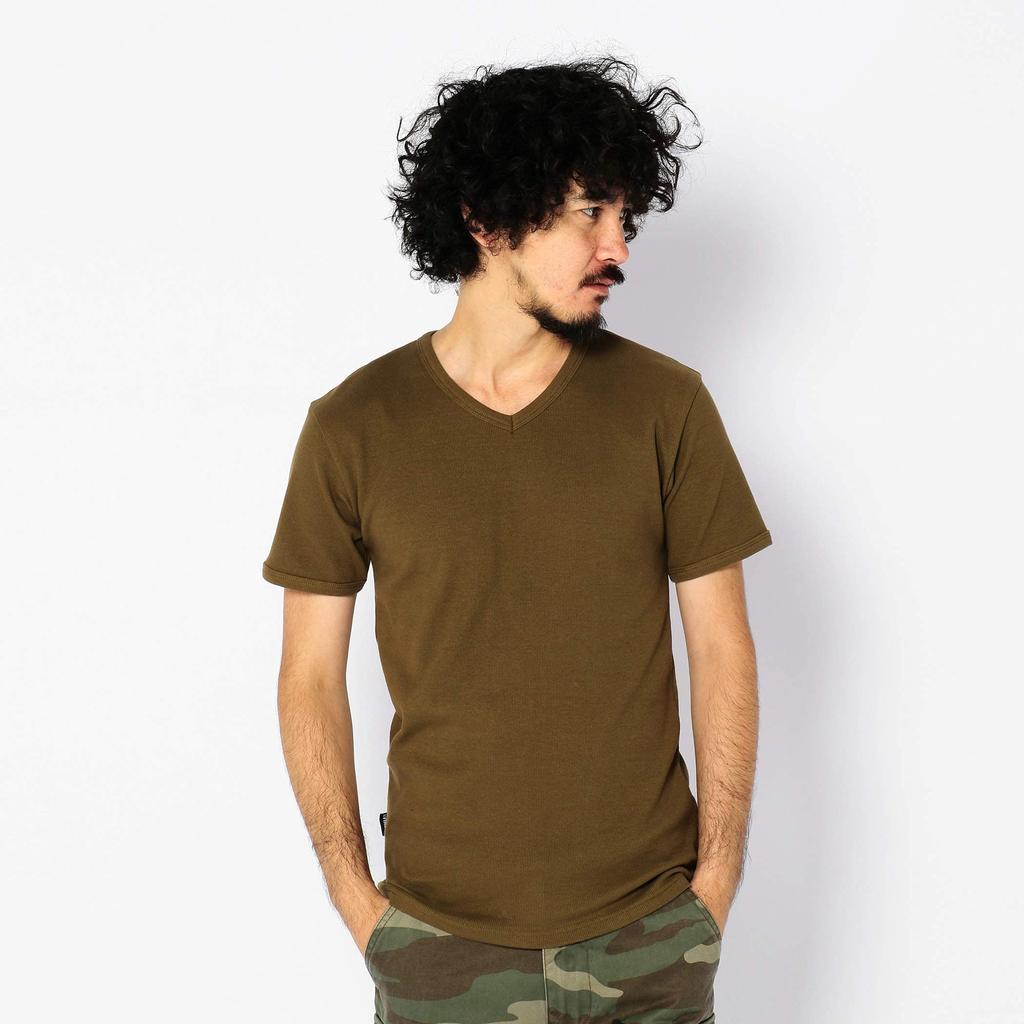 Avirex Official Daily Rib V-Neck Tee, Men's XL, 075 Olive, Short Sleeve (Antibacterial, Anti-Odor), Size 6143501