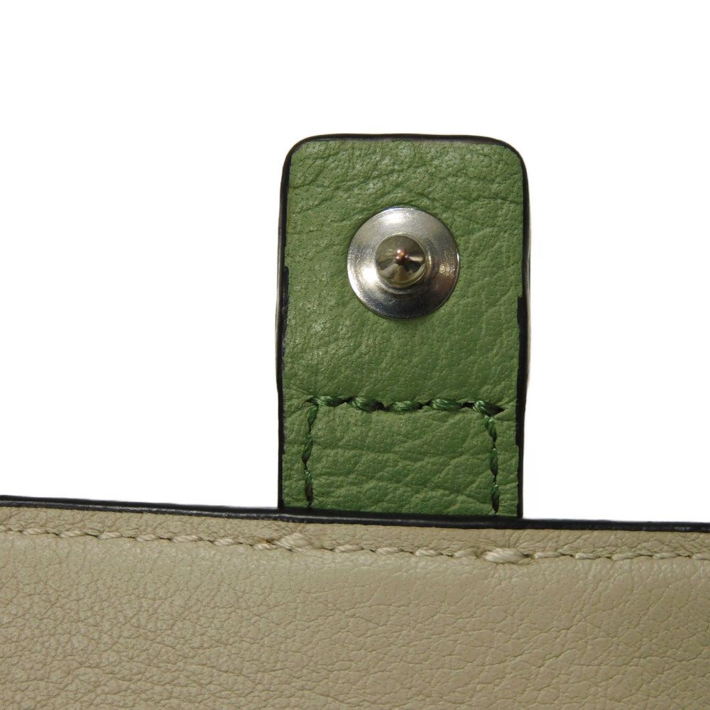 Used 12695 Vertical Wallet Small C660S86X01 6465 7942 Current Green Tan Brown Anagram Rosemary Unisex from Japan