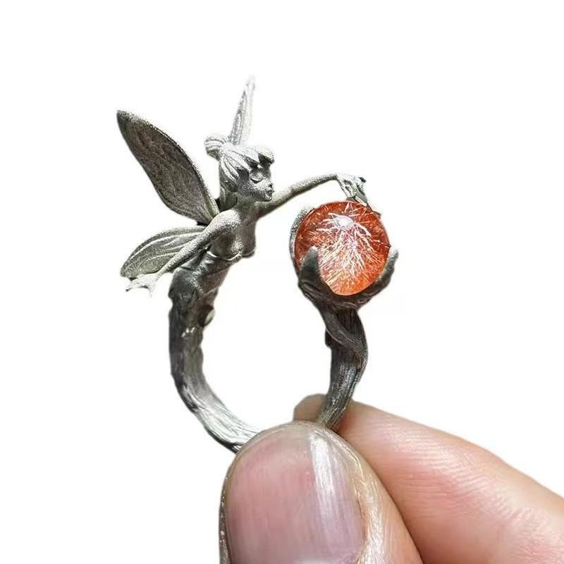 

1PC Finger Rings Adjustable Size Fairys Angel for Women Girls Open Rings Cartoon