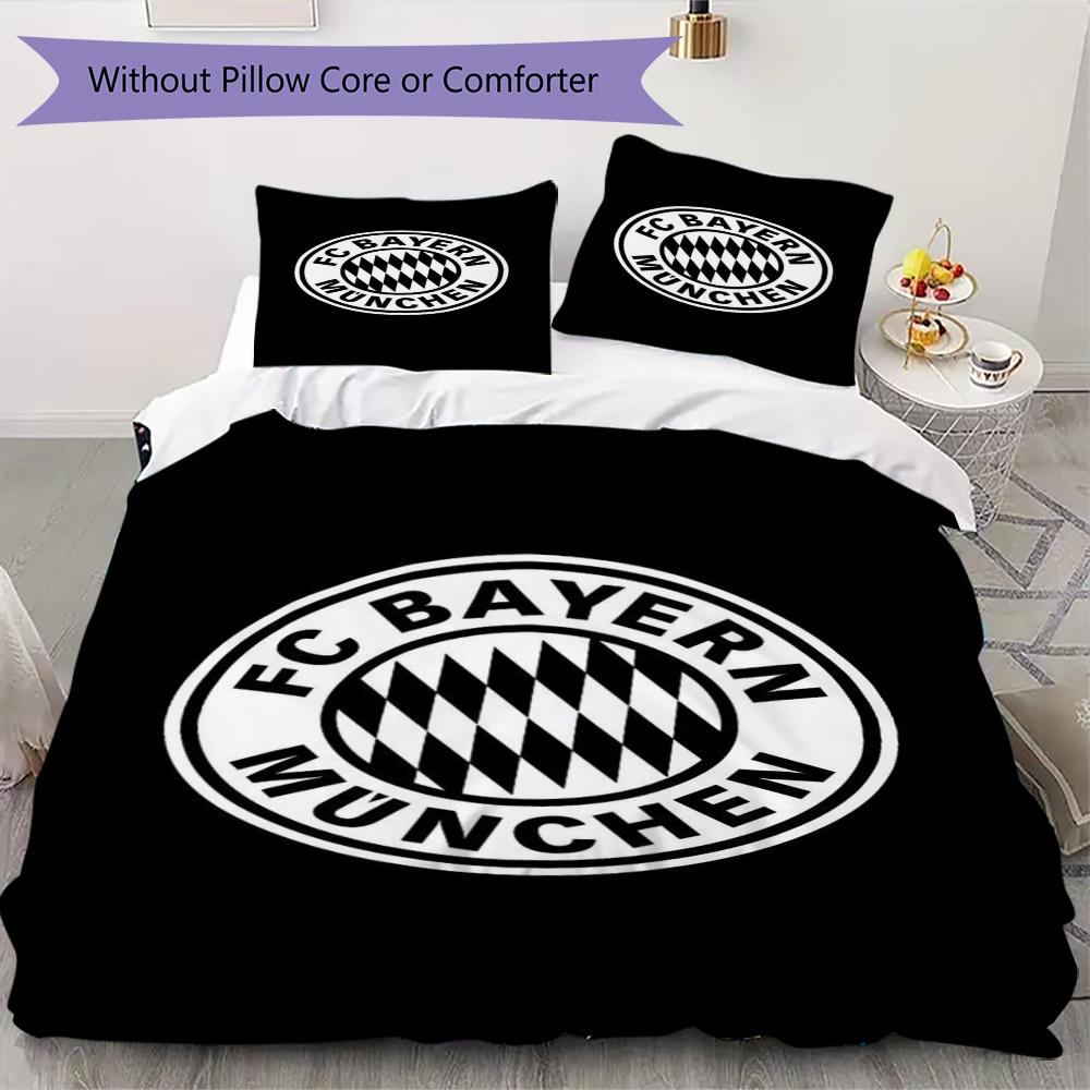 Set Copripiumino Trapuntato con Fantasia FC Bayern Monaco Copripiumino Federa Decorazione per la Casa Regalo di Compleanno (1 * copripiumino + 2 * federe senza imbottitura)48
