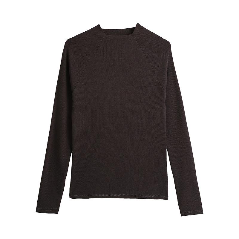 2024 Women's Ribbed Raglan Sleeve Semi-High Neck Base Layer Shirt