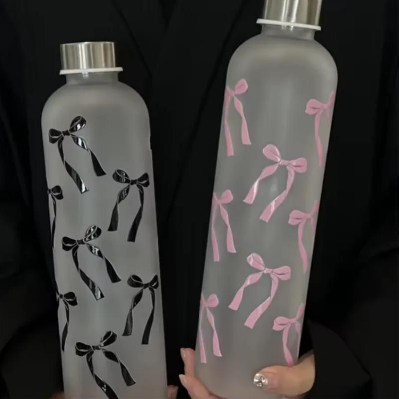 1L Butterfly Style Water Bottle, Gradient Matte Plastic Sports Flask, Anti-Slip Leak-Proof Gym Thermos with Stainless Steel Lid