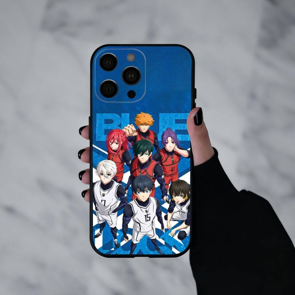 Manga B-Blue L-Lock-K Handyhülle Für iPhone 17pro, 16,15,14,13,12,11 X XR Plus,Andere Weiche Schwarze Hülle