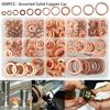 300Pcs Copper Washers M5-M20 O Ring Copper Gaskets Flat Ring Seal Kit Assortment Car Copper Sealing Ring with Storage Case