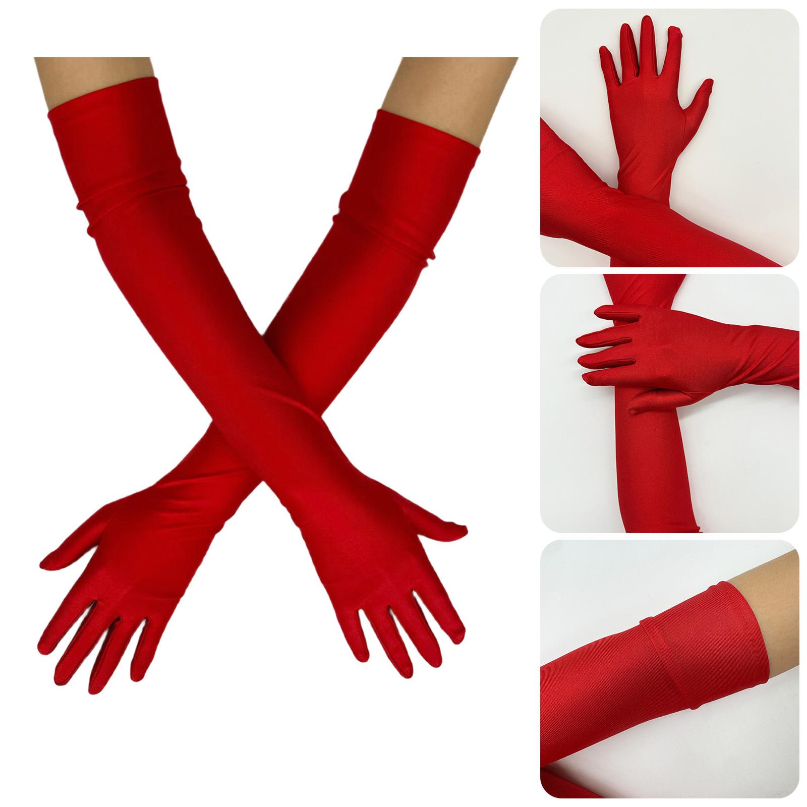 

1920s Costume Props Gloves Evening Galas Gloves with Long Length Wedding Bride Gloves Formal Occasion Ceremonial Gloves білий