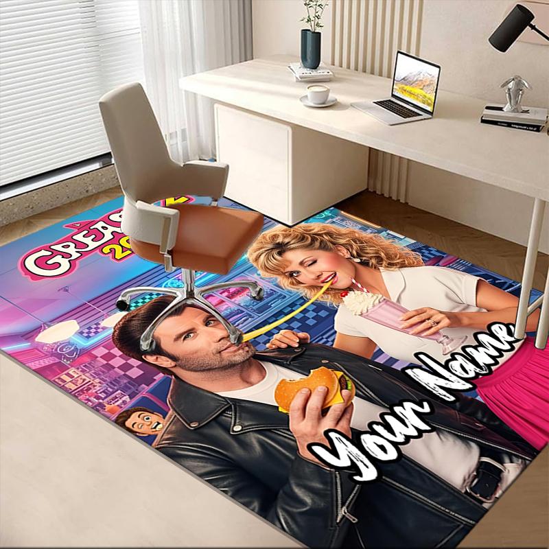 Custom Name Grease Printed Carpet, for Office Chair Living Room Bedroom Kitchen Room Decor Gifts.