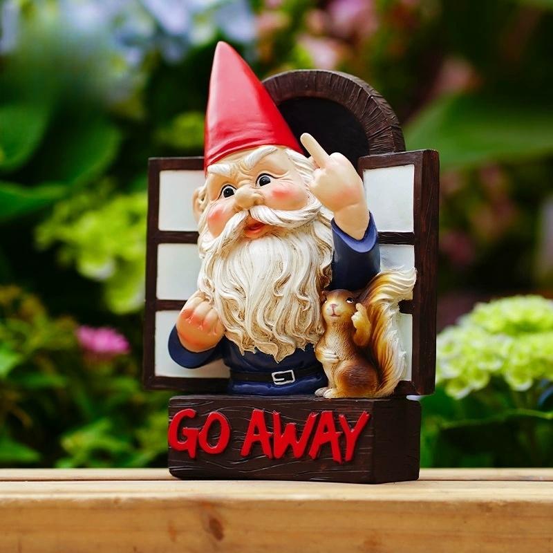 Cartoon Gnomes Statue Outdoor Garden Yard Decorations Cute Funny Dwarf Statue Middle Finger Gnome Creative Tree Hanging Ornament