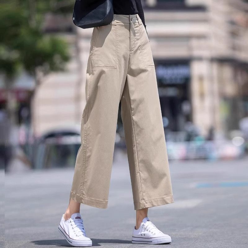 

Big Sale Leak-Picking Pure Cotton Cropped Tooling Loose Pants Women s Summer Thin Casual Pants Outwear Small Straight-Leg Pants Khaki L