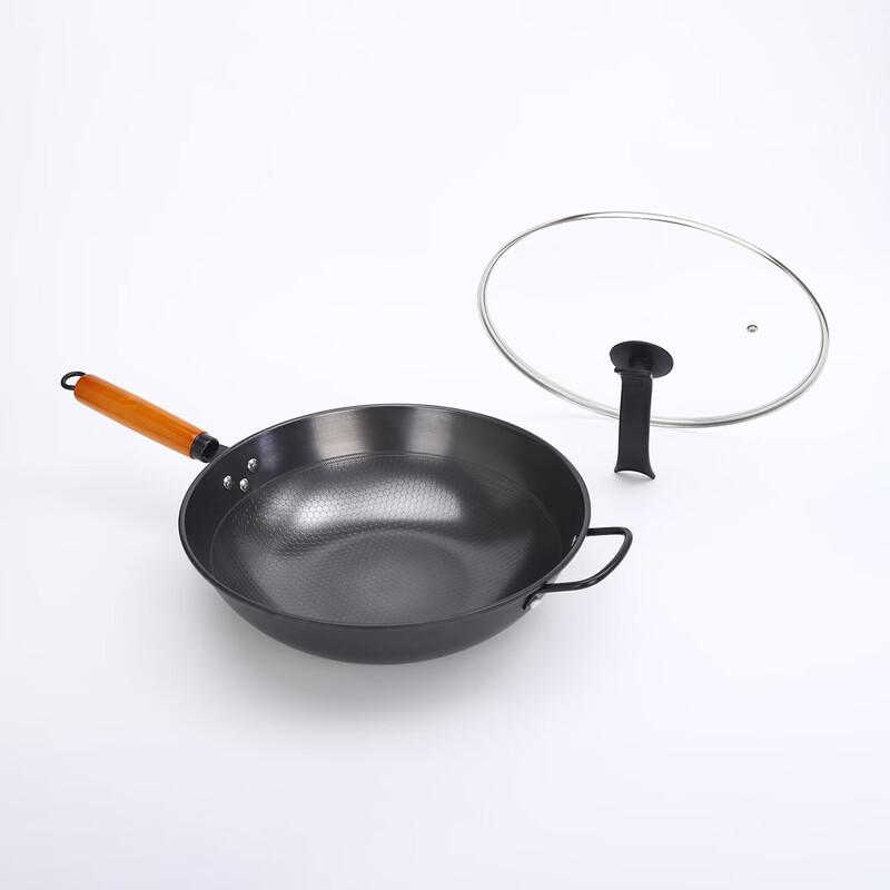 

ZISIZ 32cm Stainless Steel Non-stick Wok with Glass Lid