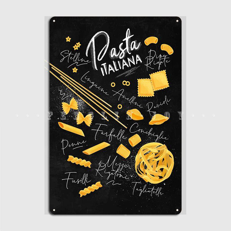 

Типы Og Pasta Металлическая вывеска Клуб Домашняя стена Пользовательская настенная табличка Жестяной знак Плакаты