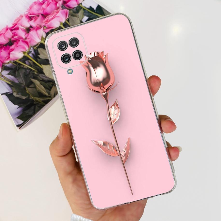For Samsung Galaxy A12 Case Transparent Cover Fashion Flower Slim Soft TPU Phone Case For Samsung A12 SM-A125F M12 F12 A 12 Capa