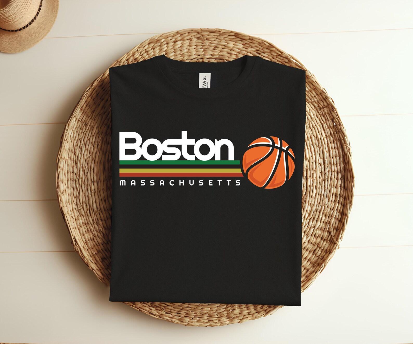 Vintage Basketball Boston City B-Ball Retro Stripes T-Shirt, Vintage Basketball Classic American Sport Gifts, Basketball Game Fans Shirt, 150