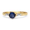 Blue Sapphire Three Stone Ring - 925 Sterling Silver Gold Vermeil
