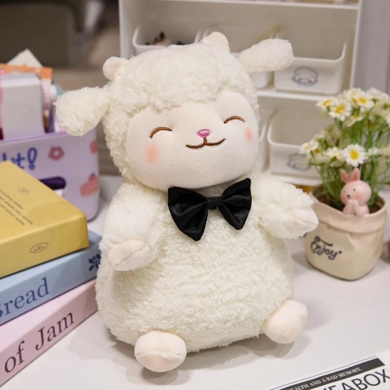Süßes Weißes Schaf Lamm Hält Tulpenblume Weiches Stofftier Kuschelpuppe Plüschtier Kind Mädchen Geburtstag Weihnachtsgeschenk