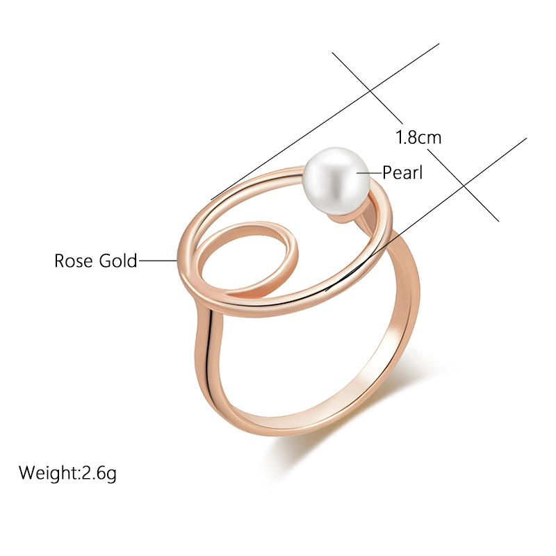 Slawischer Vintage-Perlenring in Roségold mit doppeltem Hohlkreis, Schmuck für Frauen