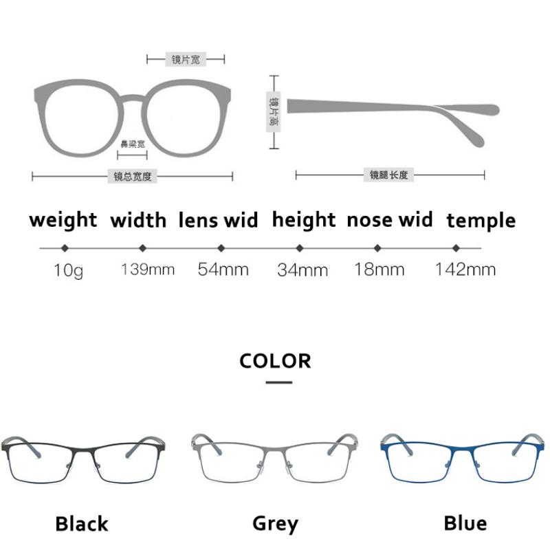 Nearsighted Glasses Men Anti Blue Light Reading Glasses Women Full Frame Stainless Steel Business EyeGlasses with Degree 0 To -60