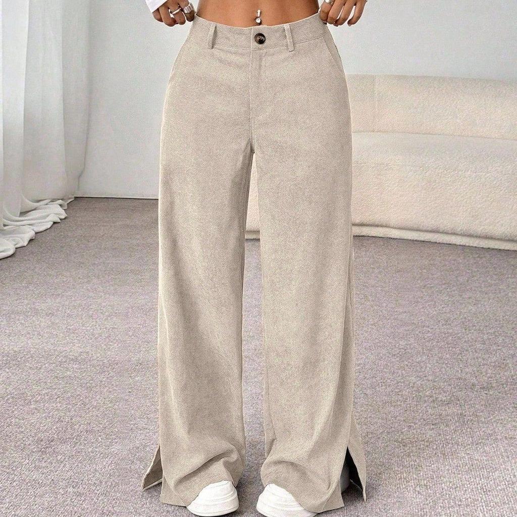Spring and Autumn Women's Clothing, Retro Style, Straight Leg Wide Leg Pants, High Waisted Pants, Corduroy Pants, Versatile Casual Pants