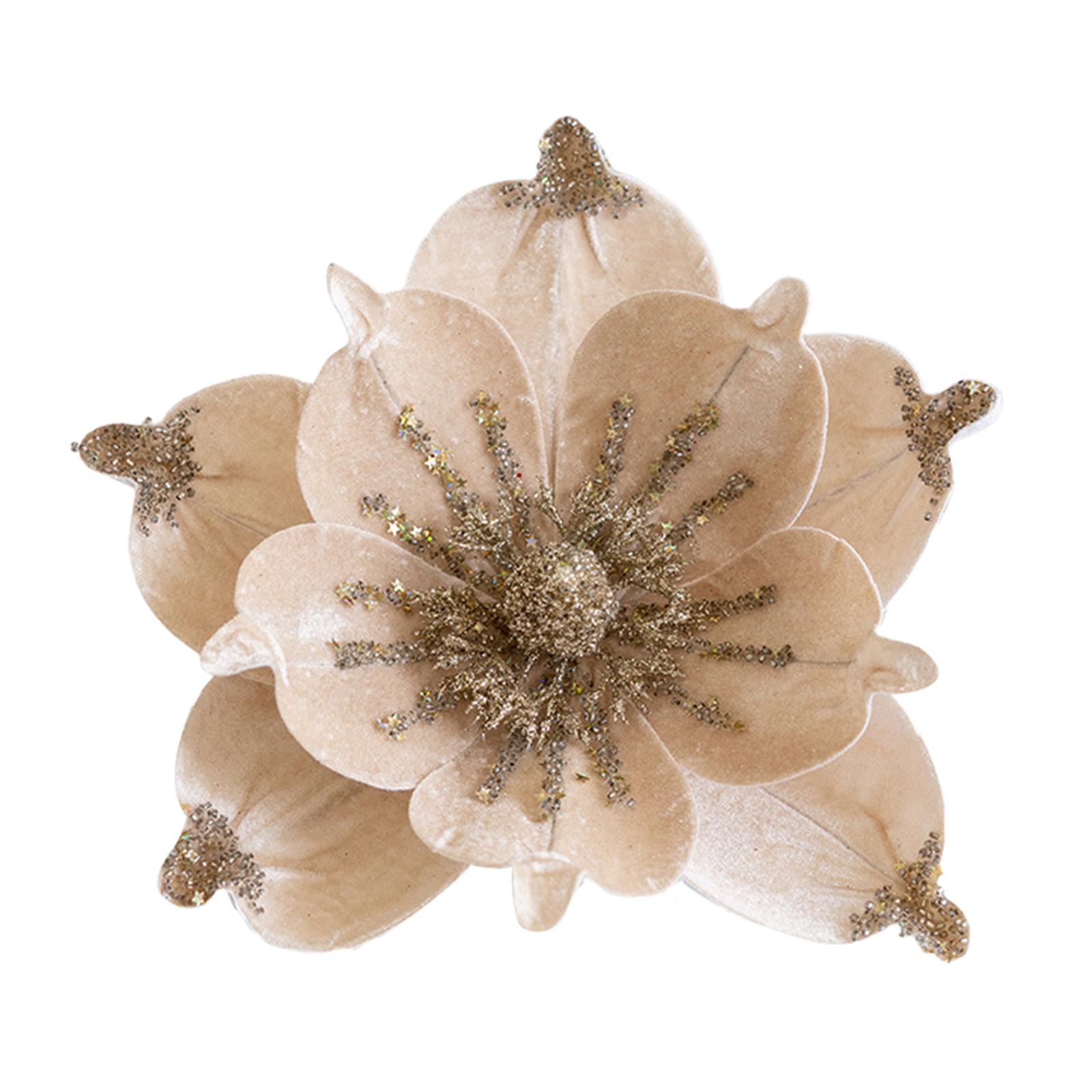 

Christmas Flowers Decor Elegant Glittered Artificial Flowers for Festive Arrangements шампанского