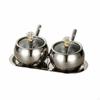 Stainless Steel Seasoning Container Set with Tray DustResistant ThreeCompartment Condiment Holder