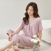 Pajamas Women's Summer Cotton Short-sleeved Cropped Pants Thin Princess Style Women's 1011 New Summer Mother Loungewear