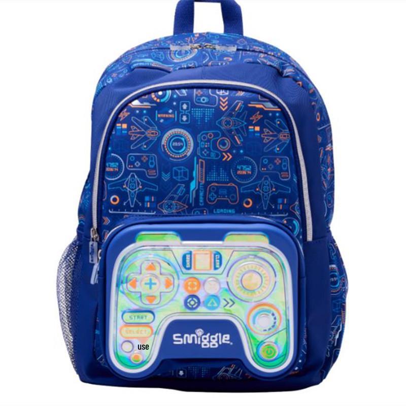 Smiggle Modrý Školní Batoh s Dvojitými Ramenními Popruhy pro 1.-6. třídu - Velký, Dekompresní, Multifunkční Batoh