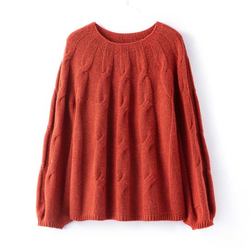 Seamless full-formed 0 all-wool knitted sweater women's autumn new loose lazy fan sweater women's coat top