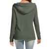 Women's Fashion Long Sleeve Drawstring Hooded Button V-neck Casual Hooded Sweatshirt Top