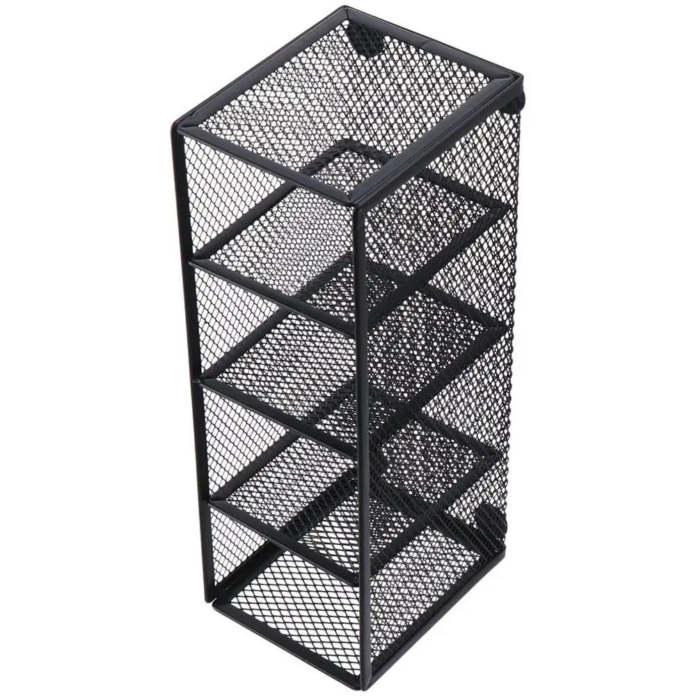 Desk Accessories Black Pencil Holders Mesh 4 Compartments Organizer Desk Metal Display Holder Home