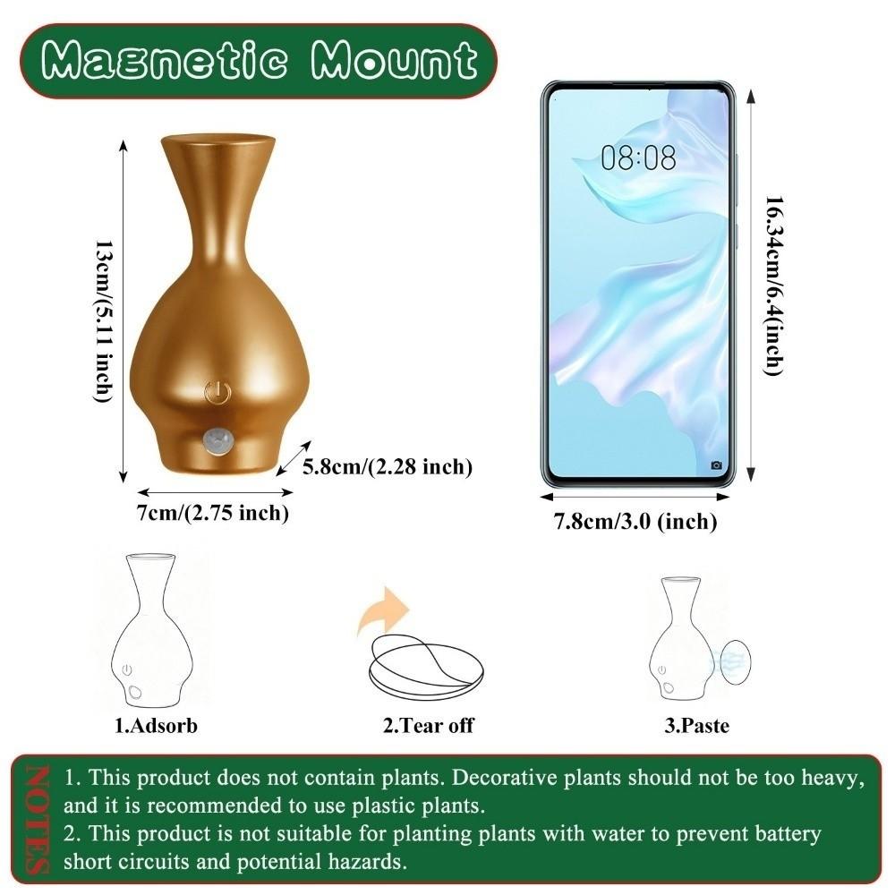 Christmas Vase Shape Night Light No Drilling Wall Decoration Magnetic Wall Light Bedroom