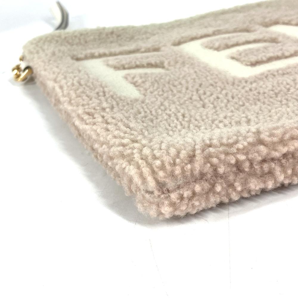 Fendi 8N0178 Lammfell Logo bore Tasche Beutel mit Riemen Clutch Bag