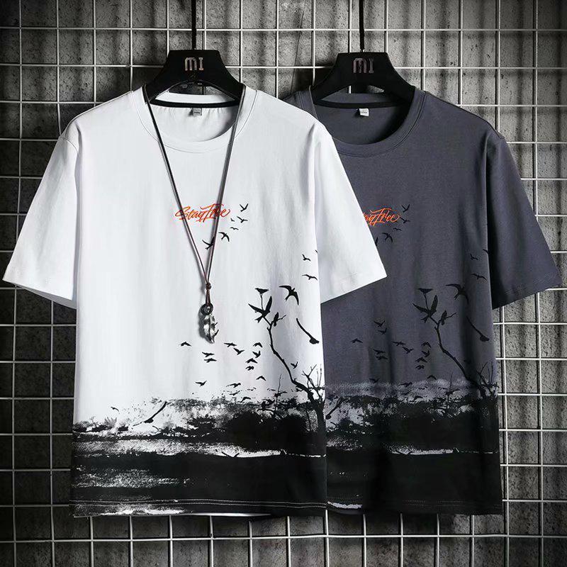 Men's 2024 Short Sleeve Loose Crew Neck T-shirt - Hong Kong Style Summer Trend