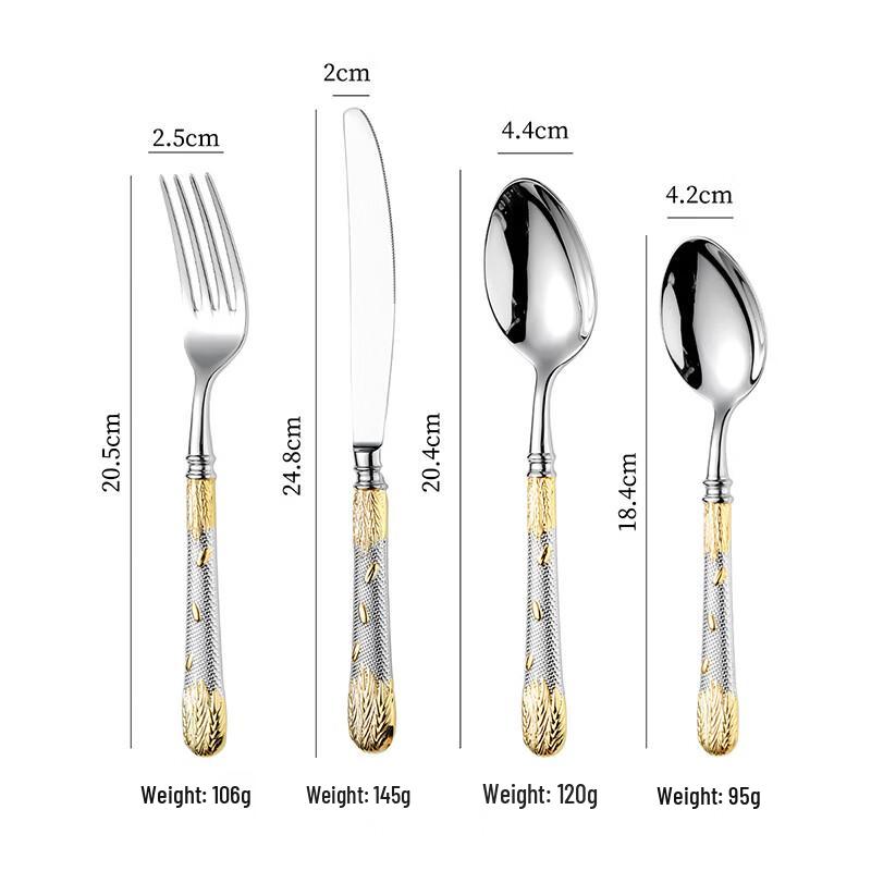 Abay 304 Stainless Steel Gold-Plated 4-Piece Cutlery Set