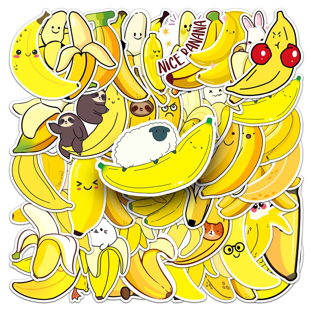50 Banana Doodle Personality Cartoon Fruit Children's DIY Skateboard Mobile Phone Case Suitcase Sticker Waterproof